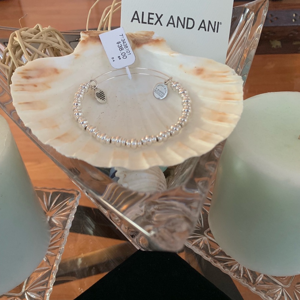 Alex and Ani Beaded Rafaellian Silver Bangle